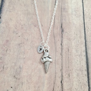 Ice cream initial necklace - ice cream jewelry, summer jewelry, dessert jewelry, ice cream pendant, ice cream necklace, ice cream gift