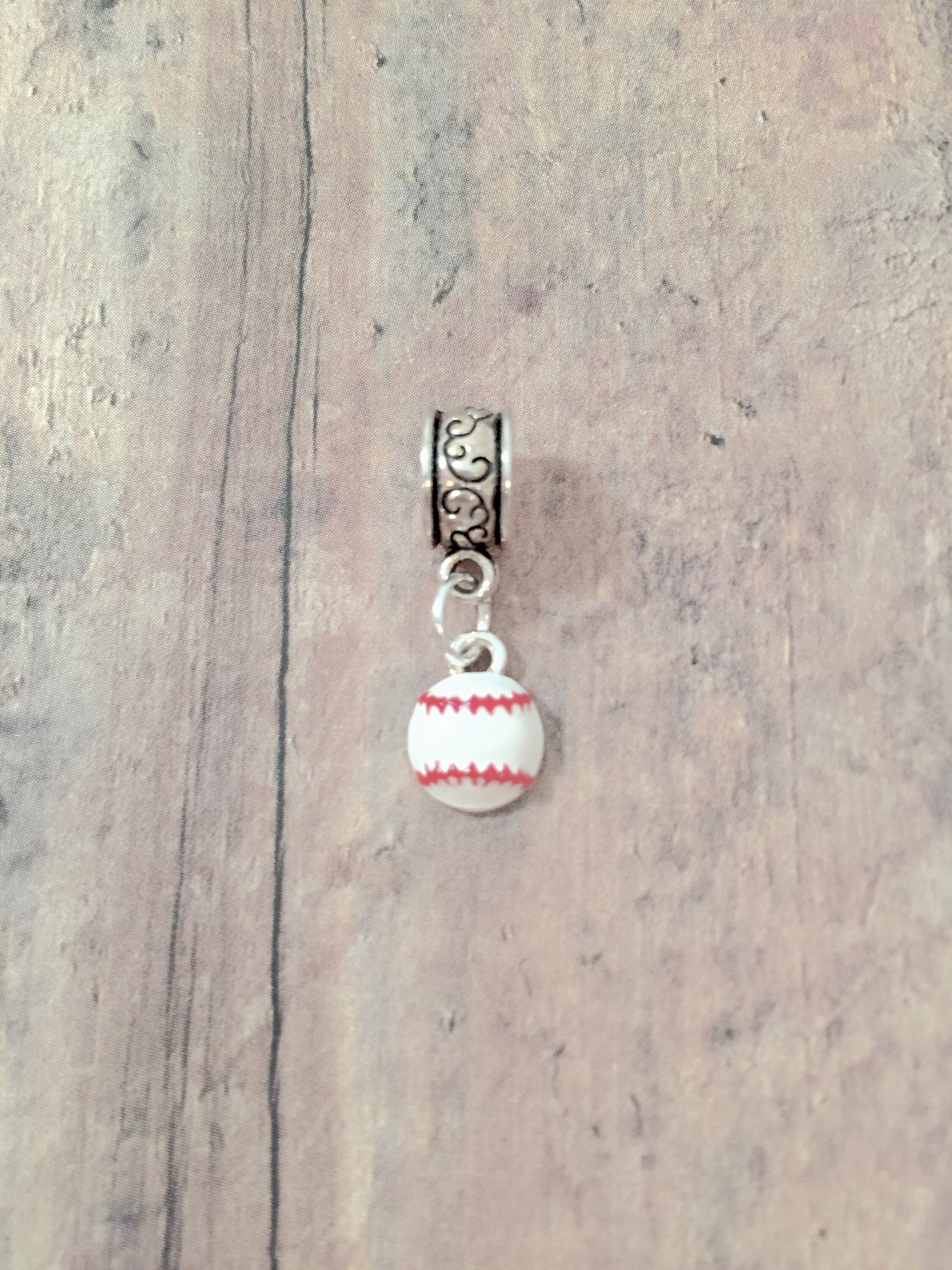 Tiny Baseball Pendant (1 Piece) - Baseball Jewelry, Baseball