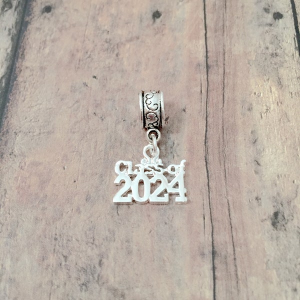 Class of 2024 pendant (1 pc) - silver class of 2024 charm, graduation charm, class of 2024 pendant, graduation pendant, 2024 graduation gift