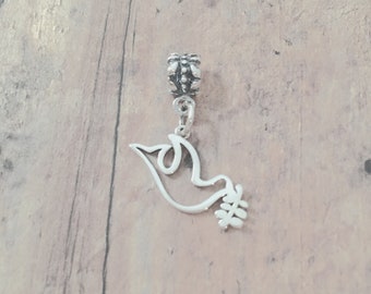 Dove pendant (sterling silver) - silver dove charm, peace charm, religious pendant, dove jewelry, peace jewelry