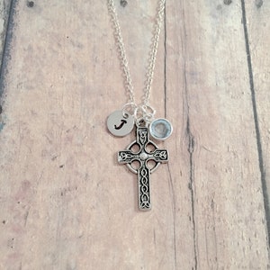 Celtic cross initial necklace - Celtic cross jewelry, religious jewelry, Celtic jewelry, Irish necklace, Celtic cross necklace, Celtic gift