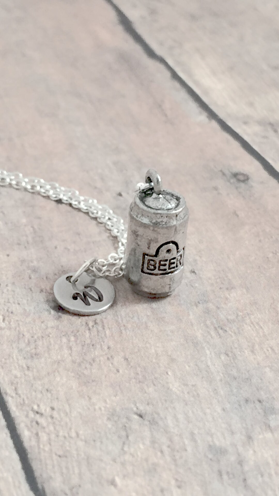 Beer Can Initial Necklace Beer Jewelry, Beverage Jewelry, Alcohol