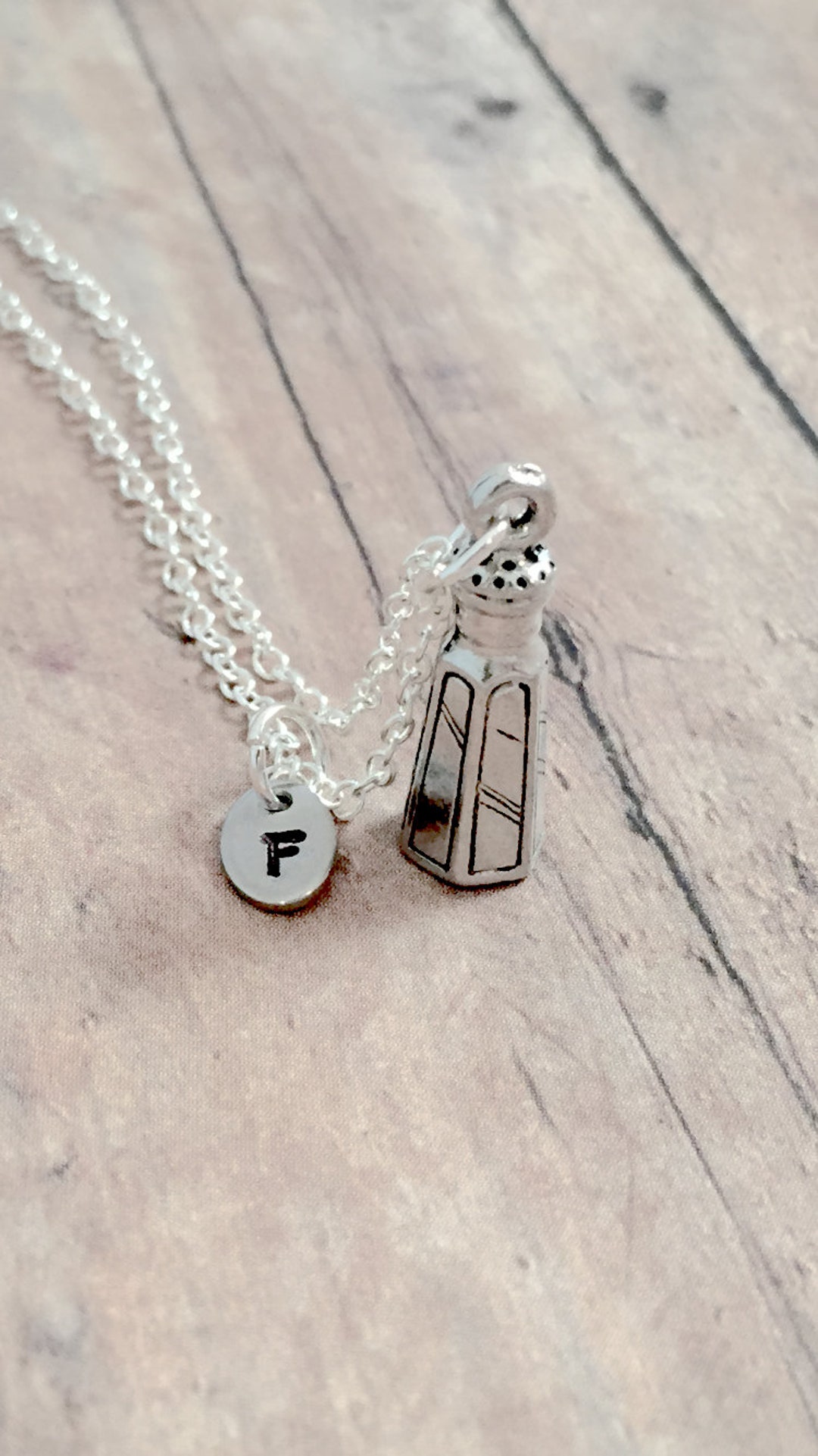Salt Shaker Initial Necklace Salt Shaker Jewelry Food Etsy