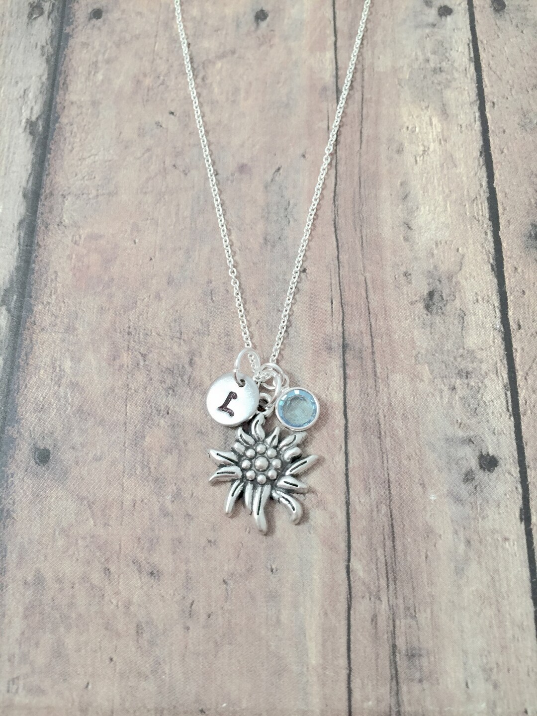Edelweiss Initial Necklace Edelweiss Jewelry, Flower Jewelry, Nature