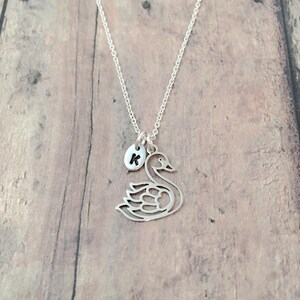 Swan initial necklace - swan jewelry, bird jewelry, ballet jewelry, swan necklace, dance recital necklace, swan pendant, swan gift