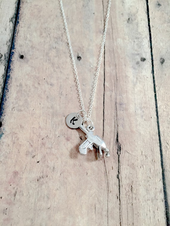 Glue gun initial necklace glue gun jewelry crafter jewelry Etsy