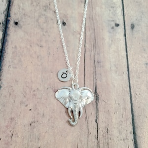 Elephant initial necklace - elephant jewelry, zoo animal jewelry, Alabama jewelry, elephant pendant, Alabama necklace, elephant gift