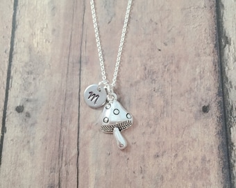 Mushroom initial necklace - mushroom jewelry, plant jewelry, chef jewelry, vegetable jewelry, mushroom necklace, chef gift, mushroom gift