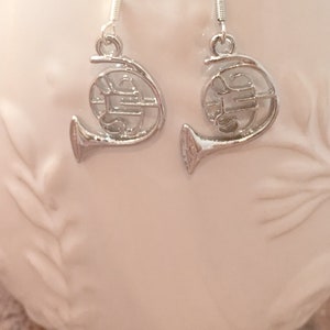 French horn earrings - french horn jewelry, music jewelry, instrument jewelry, music earrings, band jewelry, french horn gift