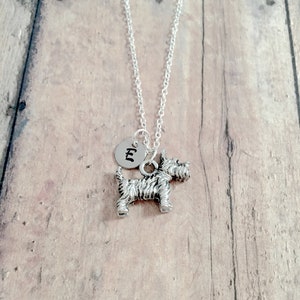 Scottish terrier initial necklace - Scottish terrier jewelry, scotty dog jewelry, dog breed jewelry, Scottish terrier necklace, Scottie gift