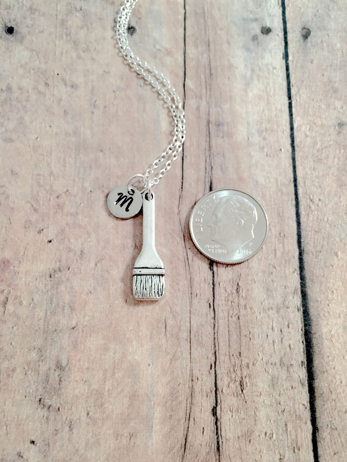 Buy Paintbrush Initial Necklace Paintbrush Jewelry Artist Online in