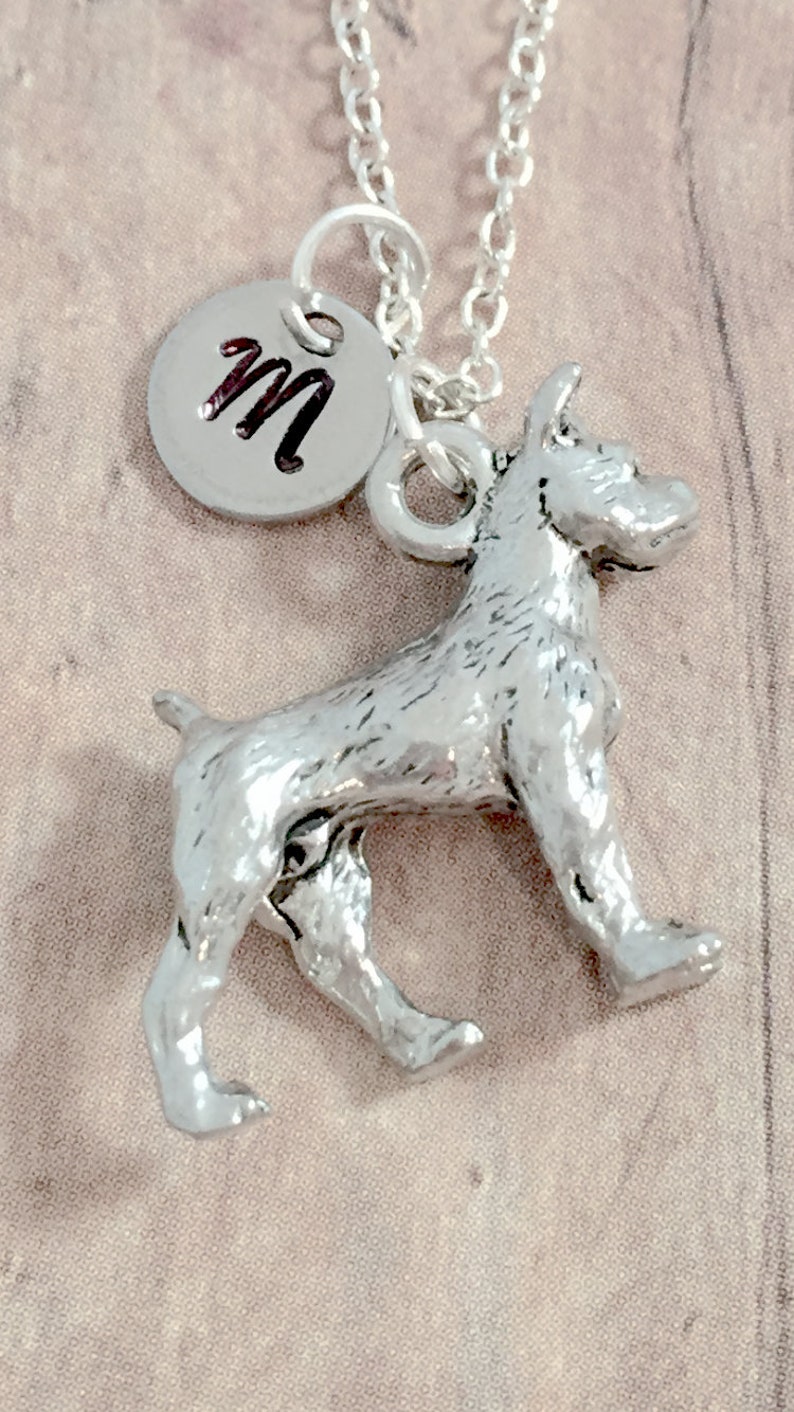 Boxer Dog Initial Necklace Boxer Jewelry Dog Breed Jewelry Etsy