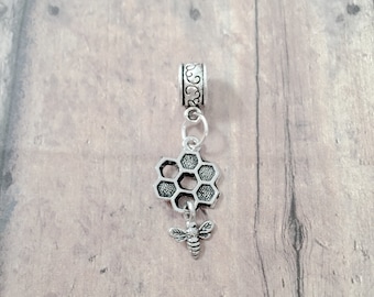 Honeycomb and Bee Pendant: Insect Jewelry, Beekeeper Gift