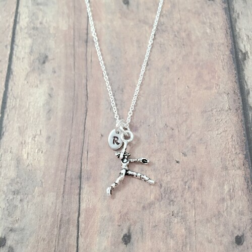 Softball Pitcher Initial Necklace: Sports Jewelry, Athlete Necklace