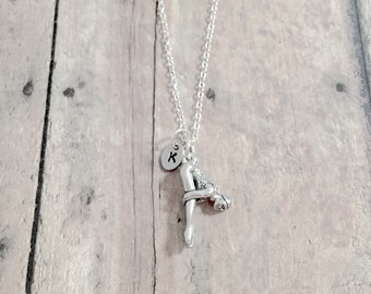 Diver initial necklace - diver jewelry, diving jewelry, high dive jewelry, diver necklace, diving necklace, diver gift, high dive gift