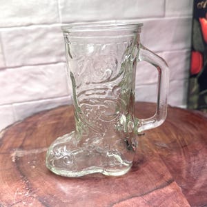 Vintage Glass Cowboy Boot Beer Mug Western Barware Stein