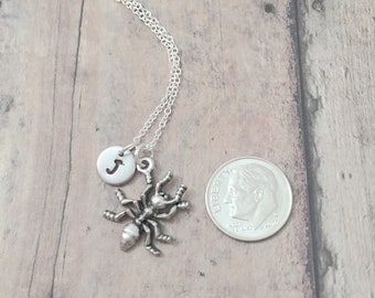 Ant Initial Necklace - Ant Jewelry, Insect Jewelry, Bug
