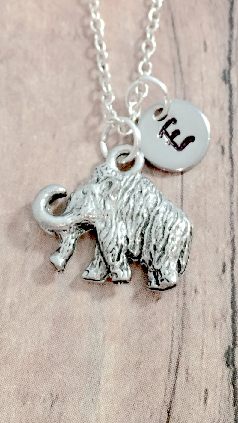 Wooly Mammoth Initial Necklace Wooly Mammoth Jewelry Etsy
