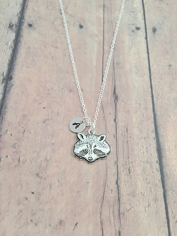 Raccoon Initial Necklace Raccoon 