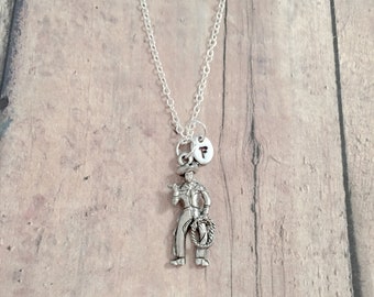 Cowboy Initial Necklace: Rodeo Jewelry, Western Necklace