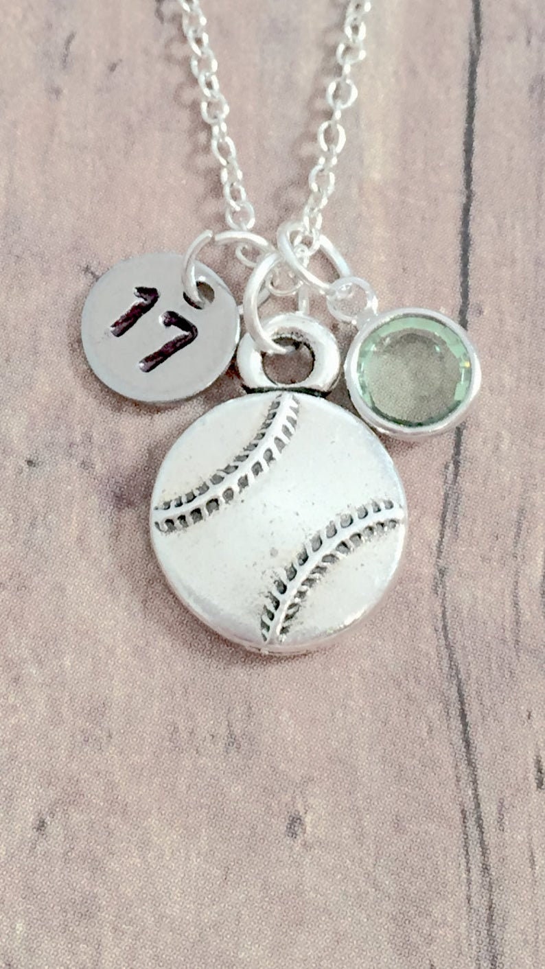Softball necklace with birthstone softball jewelry sports Etsy