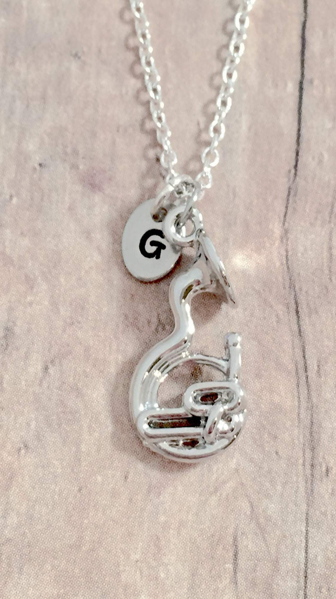 Small Tuba Initial Necklace Tuba Jewelry Music Instrument Etsy