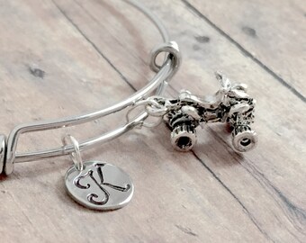 ATV Initial Bangle: Four Wheeler Jewelry, Quad Gift