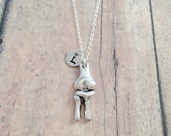 Knee joint initial necklace - knee jewelry, anatomy jewelry, orthopedic jewelry, PT jewelry, knee replacement jewelry, knee joint necklace