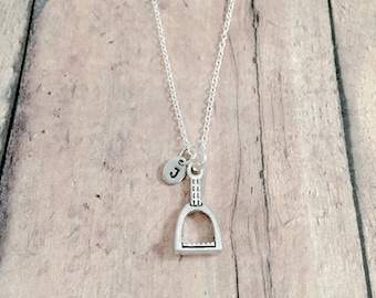 Stirrup Initial Necklace: Equestrian Jewelry, Horse Riding Necklace