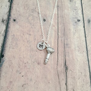 Cosmetic brush initial necklace - cosmetic brush jewelry, make up jewelry, MUA jewelry, make up necklace, makeup brush gift, MUA gift