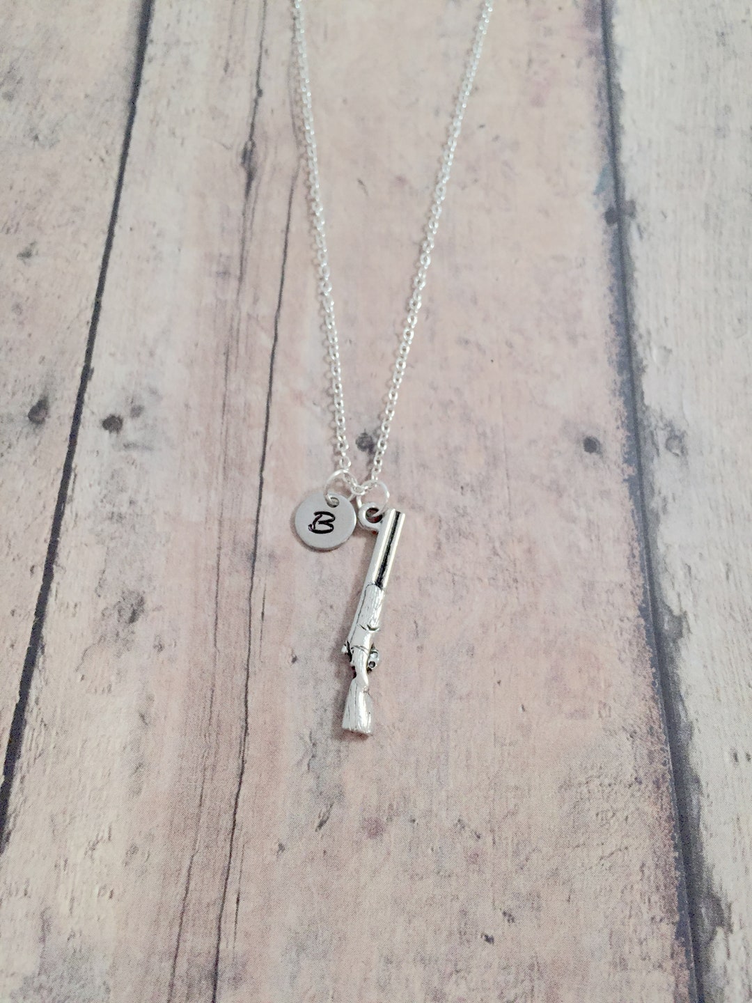 Rifle Initial Necklace Rifle Jewelry, Gun Jewelry, Hunter Jewelry