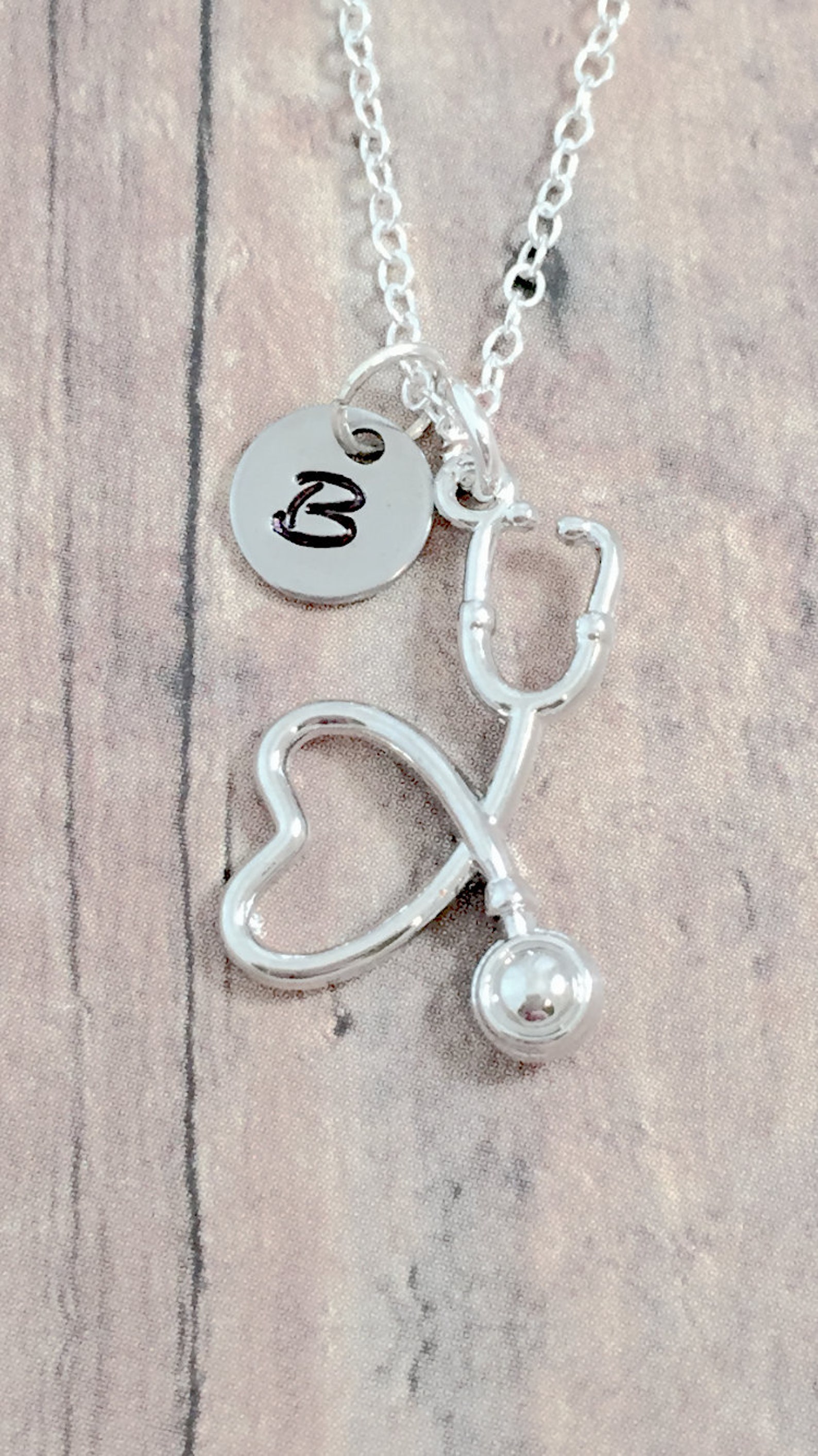 Stethoscope Initial Necklace Stethoscope Jewelry Medical - Etsy