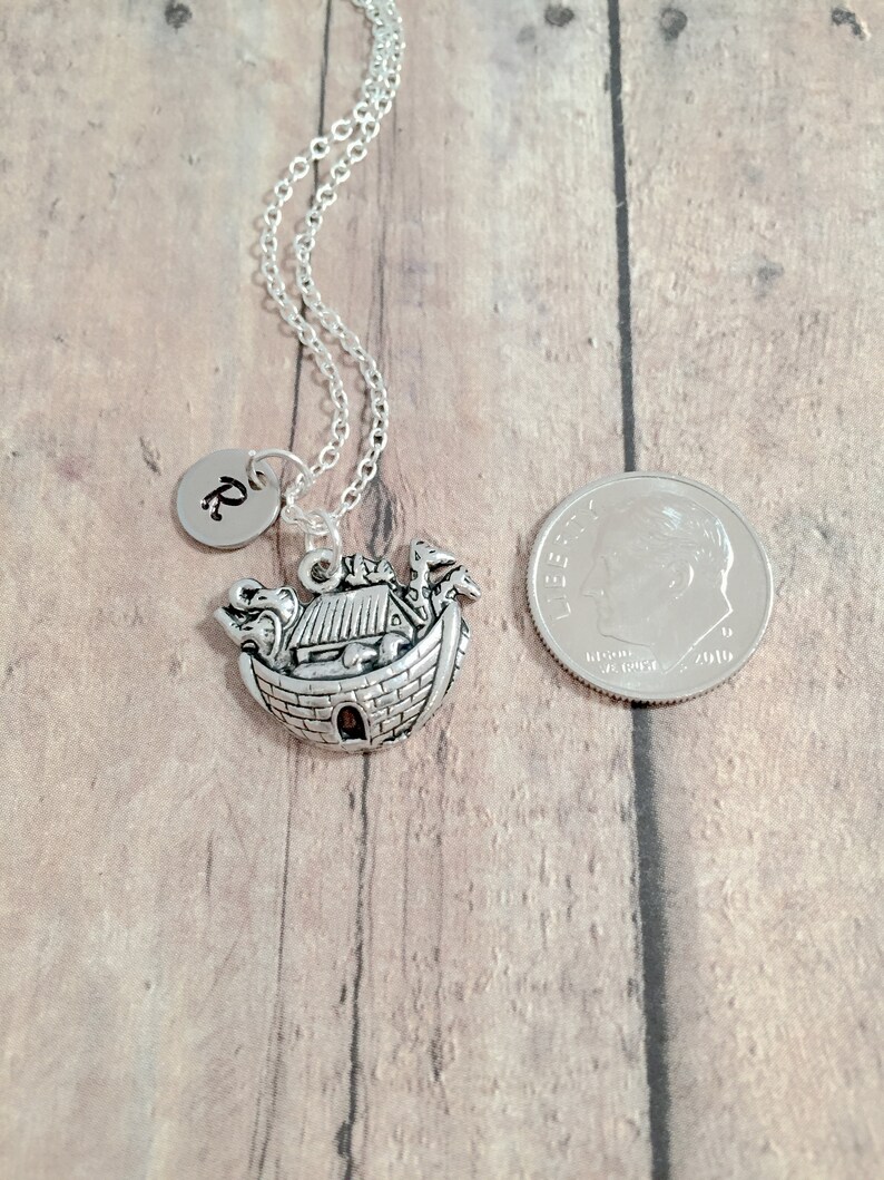 bible gift Noah/'s Ark gift Noah/'s Ark initial necklace Noah/'s Ark necklace religious jewelry Noah/'s Ark jewelry bible story jewelry