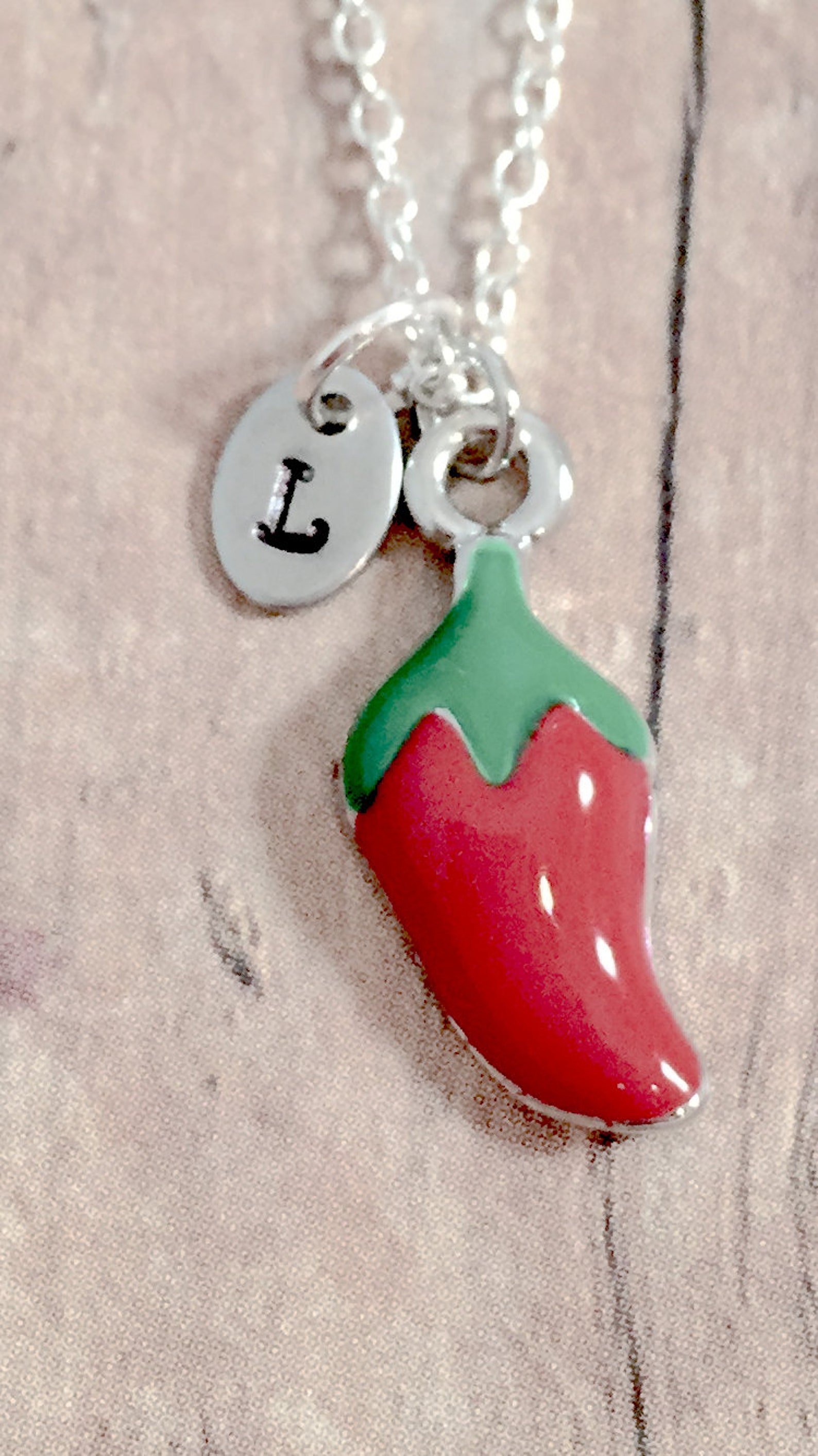 Chili pepper initial necklace chili pepper jewelry Etsy