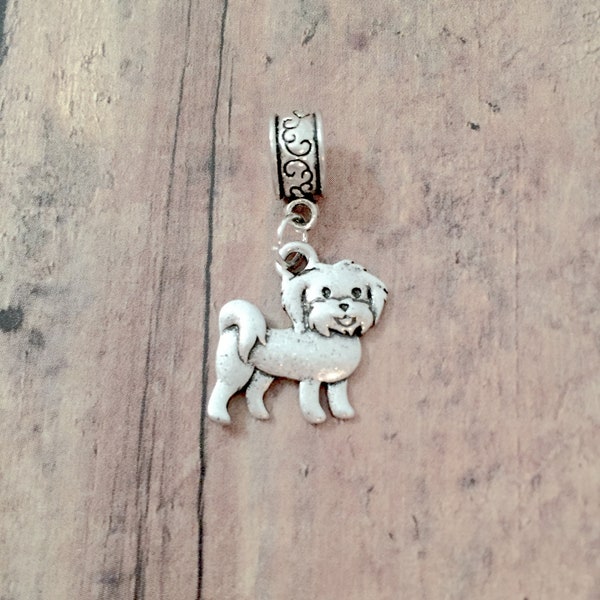 Maltese pendant (1 piece)- silver maltese pendant, dog charms, maltese gift, dog breed charm, maltese jewelry, dog pendants, dog gift