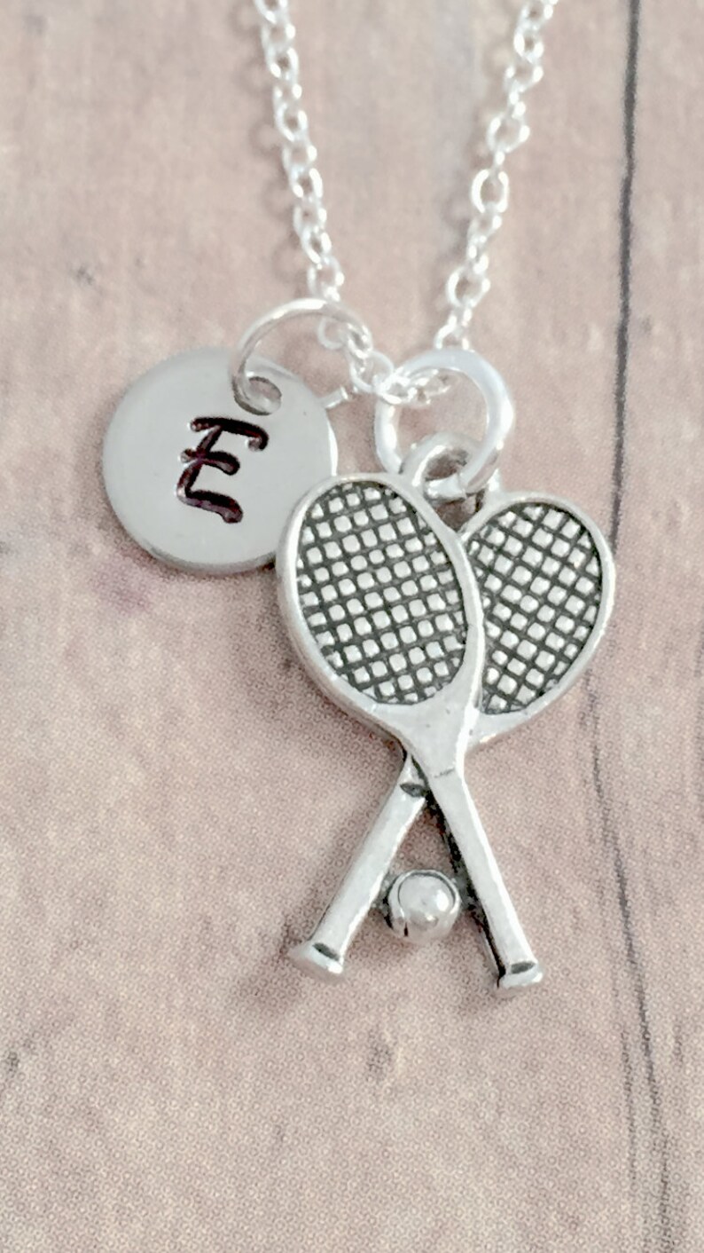Tennis Initial Necklace Tennis Jewelry Tennis Racquet Etsy