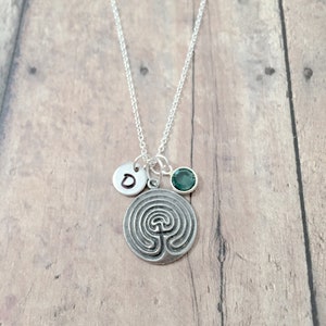 Labyrinth initial necklace - labyrinth jewelry, maze jewelry, mythology jewelry, labyrinth necklace, maze necklace, labyrinth gift
