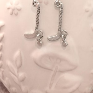 Pewter Hockey Stick Earrings: Sports Jewelry Gift