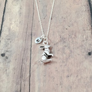 Rabbit initial necklace - bunny jewelry, rabbit jewelry, Easter jewelry, bunny necklace, rabbit necklace, Easter necklace, rabbit gift
