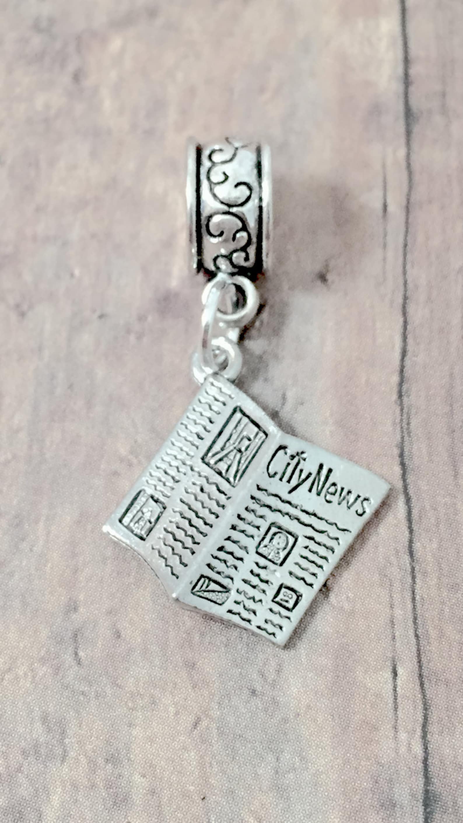 Newspaper Pendant 1 Piece Silver Newspaper Charm Etsy