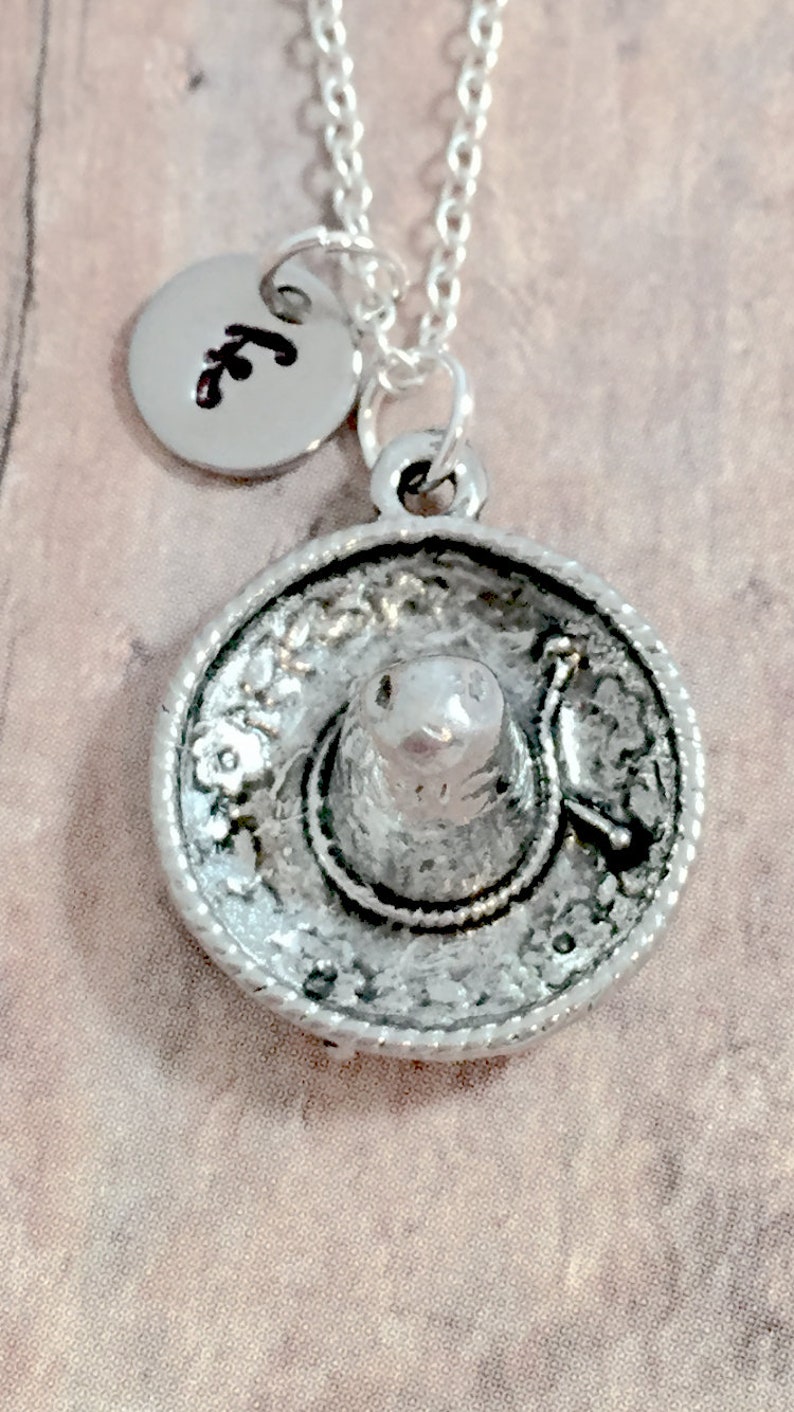 Sombrero initial necklace sombrero jewelry Cinco de Mayo