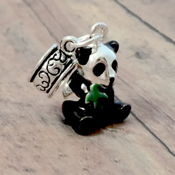 Panda bear pendant (1 piece) - silver panda pendant, bear charm, panda charm, silver bear pendant, panda gift, bear gift, animal charms