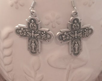 Five way cross earrings - cross jewelry, religious earrings, church jewelry, religious jewelry, cross gift, Catholic jewelry