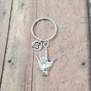 ASL &#39;I Love You&#39; initial key ring - ASL keychain, sign language key ring, I love you key chain, ASL key ring, sign language key chain