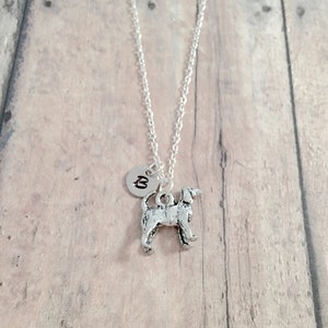 Hound Dog Initial Necklace: Pewter Dog Charm, Stainless Steel Pendant