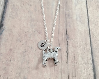 Hound dog initial necklace - hound dog jewelry, bloodhound jewelry, coonhound jewelry, hound dog necklace, bloodhound necklace, hound gift