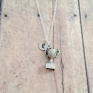 Trophy initial necklace - trophy jewelry, first place jewelry, award jewelry, trophy necklace, award necklace, trophy pendant, trophy gift