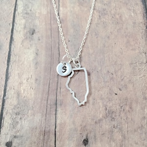 Illinois Initial Necklace: State Jewelry, USA Gift