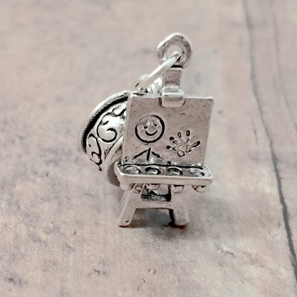 Easel pendant (1 piece) - silver easel charm, school charm, teacher charm, easel pendant, school pendant, teacher pendant, easel gift