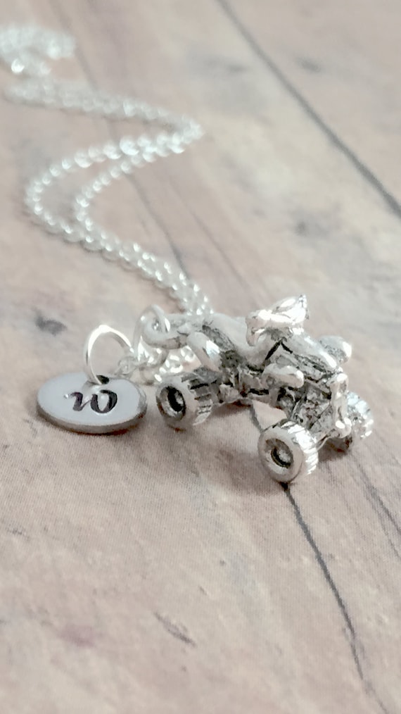 ATV Initial Necklace: Silver Pewter Four Wheeler Jewelry - Etsy